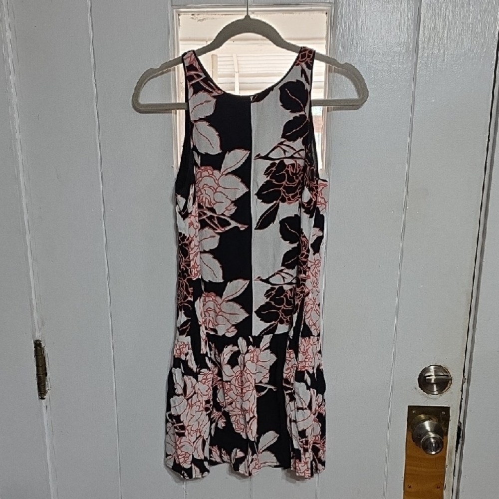 Maeve Women's‎ Dress Fit N Flare Black/White Coeal Floral Zips Lined Sz 4 EUC